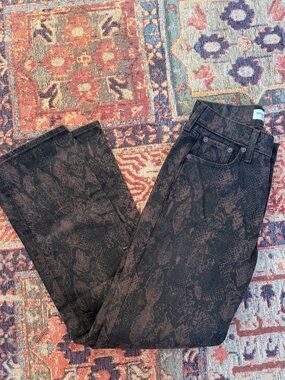 Abercrombie & Fitch Brown Snake-Print Low Rise Baggy Jeans